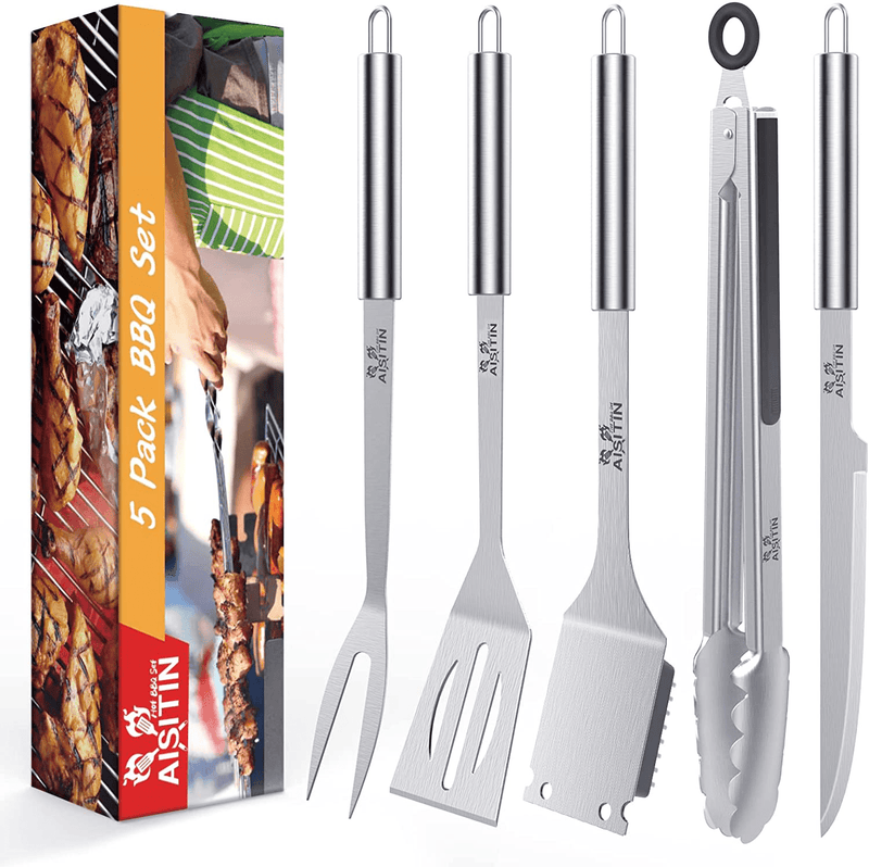 AISITIN BBQ Grill Accessories with Insulated Cooler Bag, Grill Utensils Set BBQ Grilling Accessories BBQ Tools Set, Stainless Steel Grill Set for Smoker, Camping, Kitchen Grill Tool Set for Men Sporting Goods > Outdoor Recreation > Camping & Hiking > Camping Tools AISITIN 5PCS  