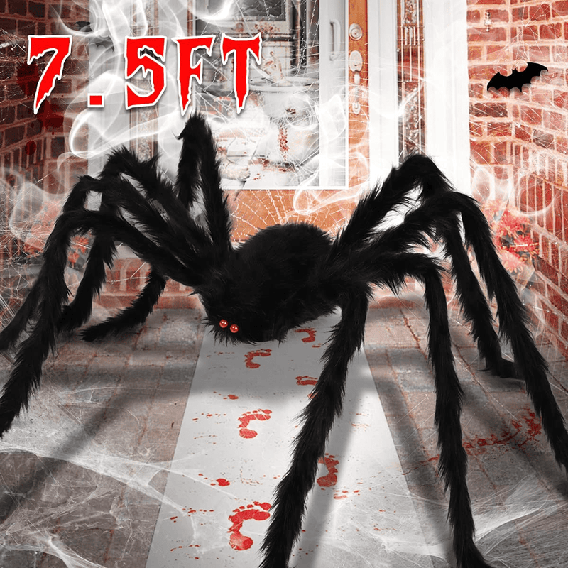 Aitok 7.5FT Halloween Spider Decorations, Large Fake Hairy Spider for Indoor Outdoor Halloween Decor Outside, 90 Inch Realistic Giant Spiders Props for Yard House Party Supplies Creepy Décor Arts & Entertainment > Party & Celebration > Party Supplies Aitok Default Title  