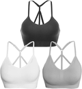 AKAMC 3 Pack Women's Medium Support Cross Back Wirefree Removable Cups Yoga Sport Bra Apparel & Accessories > Clothing > Underwear & Socks > Bras AKAMC Yq-hbh Large 
