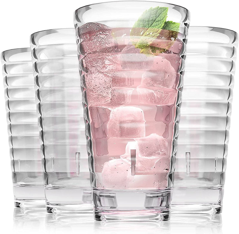 ALIMOTA Plastic Tumblers Cups, [UNBREAKABLE Acrylic] Plastic Water Tumbler Drinking Glasses, 13-Ounce Set of 4, Shatter-Proof, Dishwasher Safe, BPA Free, Reusable Cups for Water, Juice, Cocktail Home & Garden > Kitchen & Dining > Tableware > Drinkware ALIMOTA Clear-4pcs-18OZ  