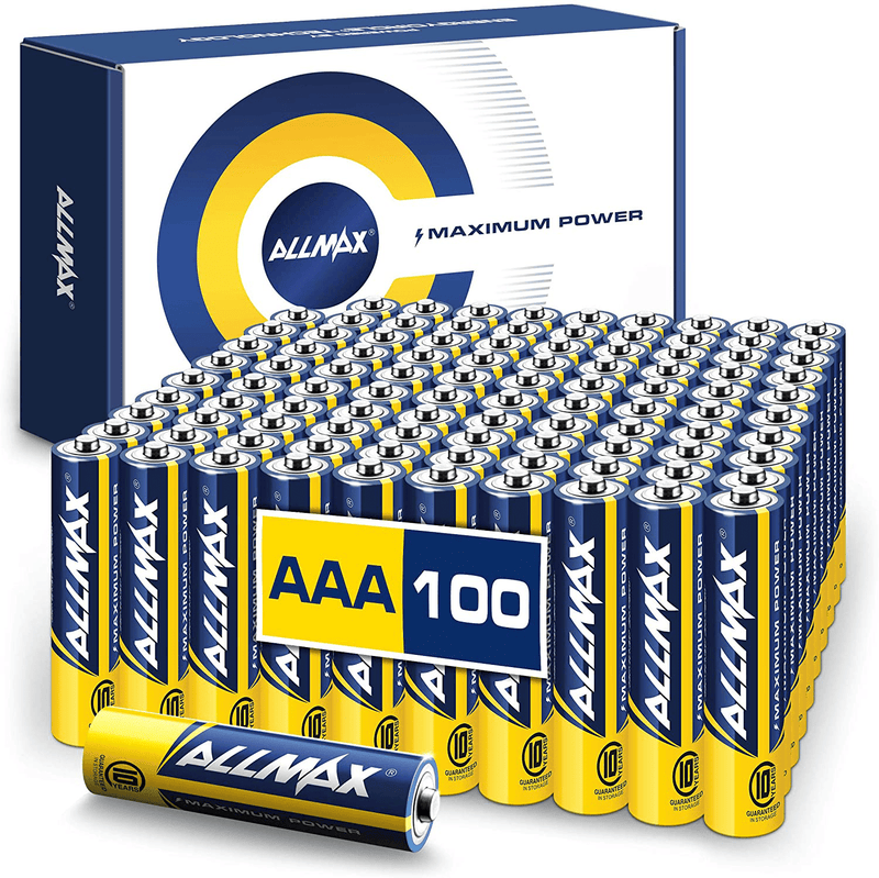 Allmax AAA Maximum Power Alkaline Batteries (100 Count Bulk Pack) – Ultra Long-Lasting Triple A Battery, 10-Year Shelf Life, Leak-Proof, Device Compatible – Powered by EnergyCircle Technology(1.5V) Electronics > Electronics Accessories > Power > Batteries Allmax Battery, USA 100 Count (Pack of 1)  