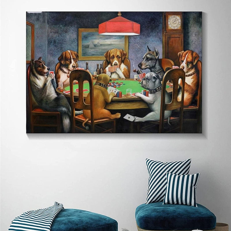 Animal Dogs Playing Poker Canvas Art Poster and Wall Art Picture Print Modern Family Bedroom Decor Posters 16X24Inch(40X60Cm) Home & Garden > Decor > Artwork > Posters, Prints, & Visual Artwork CZOUU ART   