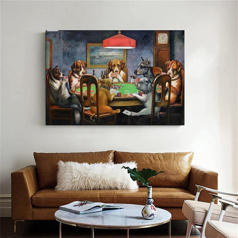 Animal Dogs Playing Poker Canvas Art Poster and Wall Art Picture Print Modern Family Bedroom Decor Posters 16X24Inch(40X60Cm) Home & Garden > Decor > Artwork > Posters, Prints, & Visual Artwork CZOUU ART   
