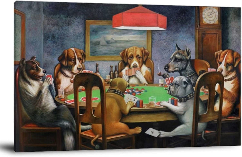 Animal Dogs Playing Poker Canvas Art Poster and Wall Art Picture Print Modern Family Bedroom Decor Posters 16X24Inch(40X60Cm) Home & Garden > Decor > Artwork > Posters, Prints, & Visual Artwork CZOUU ART Ready to Hang 16x24inch(40x60cm) 
