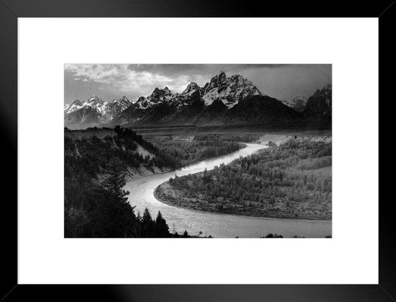 Ansel Adams Print Snake River Overlook Grand Tetons National Park Wyoming Mountains Black and White Photography Nature Home Decor Room Decor Landscape Photo Cool Wall Decor Art Print Poster 36X24 Home & Garden > Decor > Artwork > Posters, Prints, & Visual Artwork Poster Foundry Framed Art 20x26 