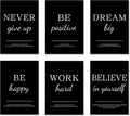 ASTRDECOR Motivational Wall Art-Office Wall Decor-Inspirational Wall Art Picture-Positive Quotes Poster Prints Wall Decor for Bedroom (8X10, Set of 6, No Frame)