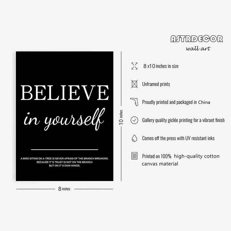 ASTRDECOR Motivational Wall Art-Office Wall Decor-Inspirational Wall Art Picture-Positive Quotes Poster Prints Wall Decor for Bedroom (8X10, Set of 6, No Frame) Home & Garden > Decor > Artwork > Posters, Prints, & Visual Artwork ASTRDECOR   