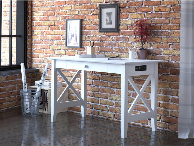 AFI Lexi Desk with Drawer and Charging Station in White