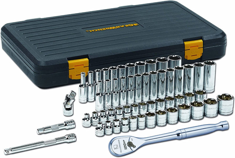 GEARWRENCH 56 Pc. 3/8" Drive 6 Pt. 120XP Mechanics Tool Set, Standard & Deep, Sae/Metric - 80550P