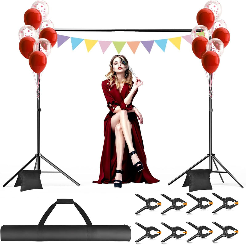 Backdrop Stand for Photoshoot, 8.5 X 10 Ft Heavy Duty Back Drop Adjustable Stands, Photography Background Support System Kit with Carry Bag for Photo Video Studio, Parties, Wedding