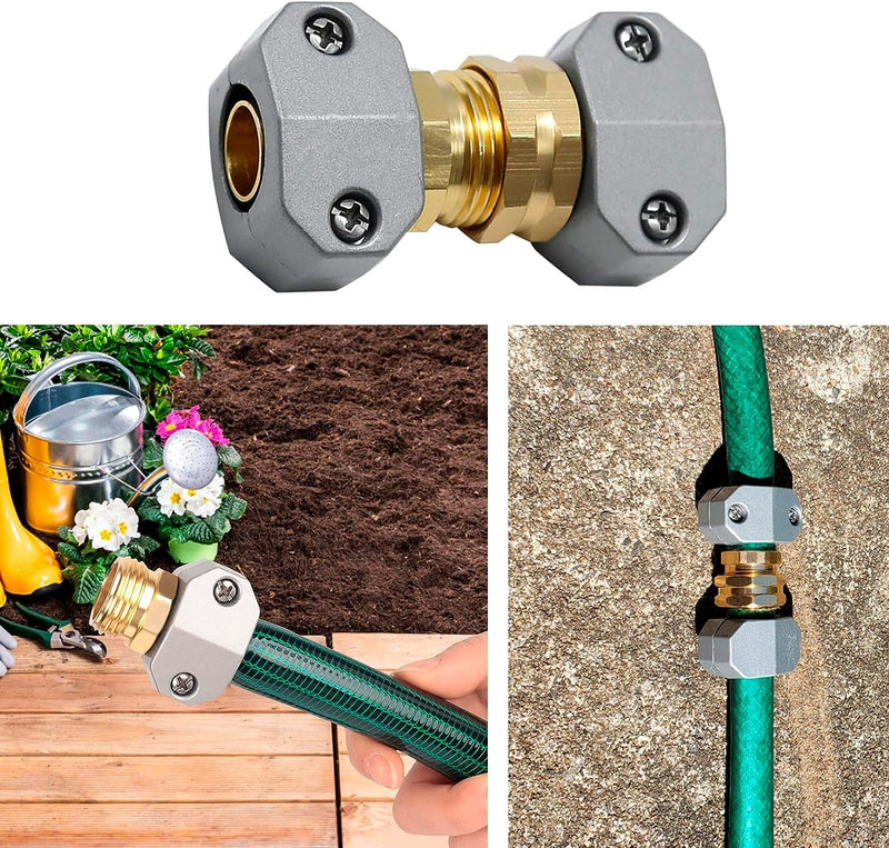 Garden Hose Repair Kit, 3 Sets Aluminum Alloy Garden Hose End Mender Kit, Male and Female Garden Water Hose Repair Connector Fittings, Fit 5/8" and 3/4" Garden Hose Connector