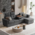 Umwandelbares Sofa mit Stauraum, 4-Sitzer-Couch in L-Form mit Chaiselongue und Getränkehalter, moderne Sofas aus Mikrofasergewebe für das Wohnzimmer, dunkler Kaffee