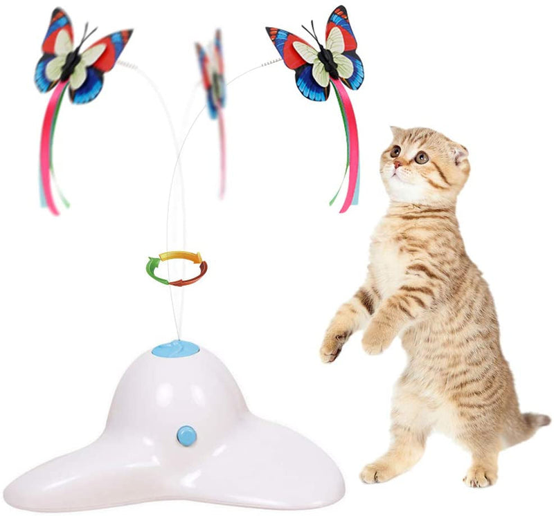 Flurff Zenes Cat Toys, Funny Exercise Electric Flutter Rotating Kitten Toys, Cat Teaser with Butterfly Replacement