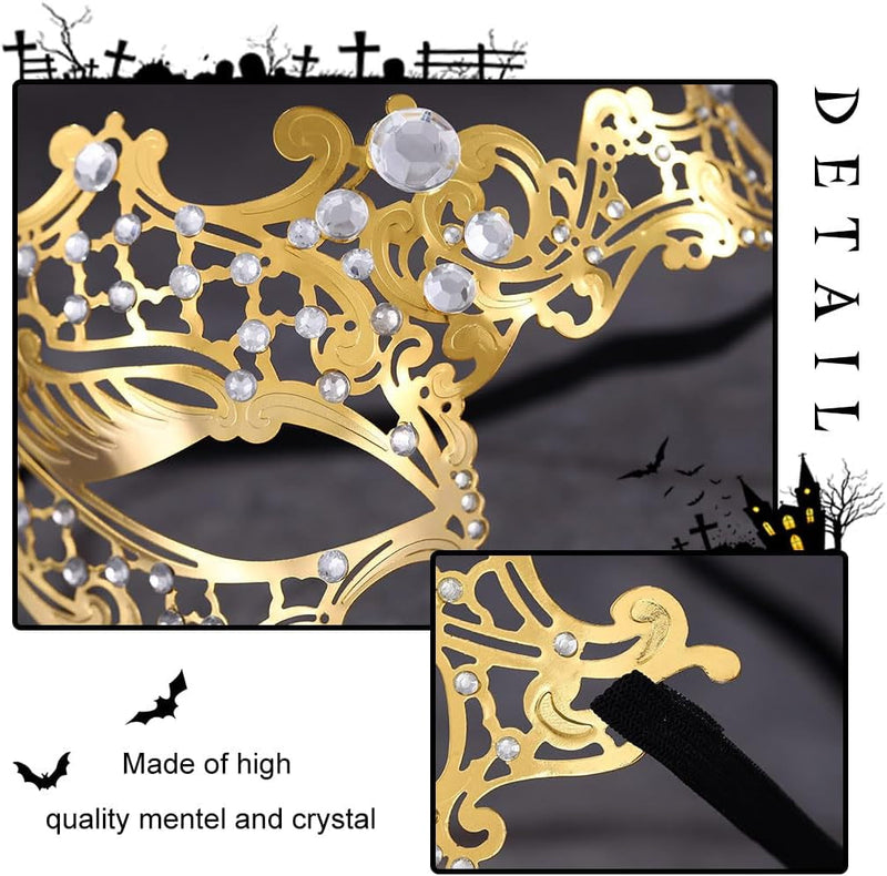 BODIY Metal Masquerade Mask for Women Shiny Carnival Costume Masks Mardi Gras Half Mask