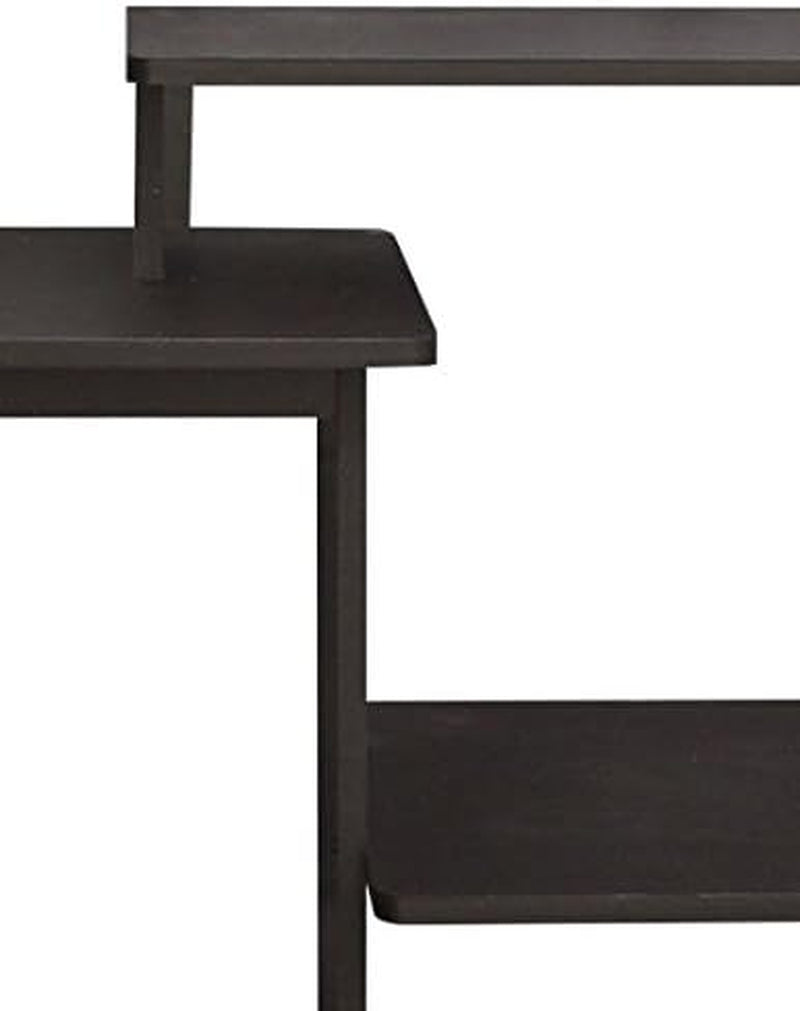 Furinno Efficient Home Laptop Notebook Computer Desk with Square Shelves, Espresso/Black