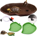 3PCS Tortoise Water Bowl with Ramp Leaf Tortoise Water Food Dish Turtle Pool Tortoise Bathing Pool Reptile Water Dish Large Soaking Dish Box Turtle Habitat Accessories