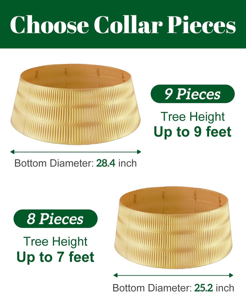 ALKB Gold Plastic Christmas Tree Collar - 28.4 in Rome Design Skirt Christmas Tree Base Cover - Holiday Tree Skirt Accessory for Home - Fits Trees up to 9 Feet Tall