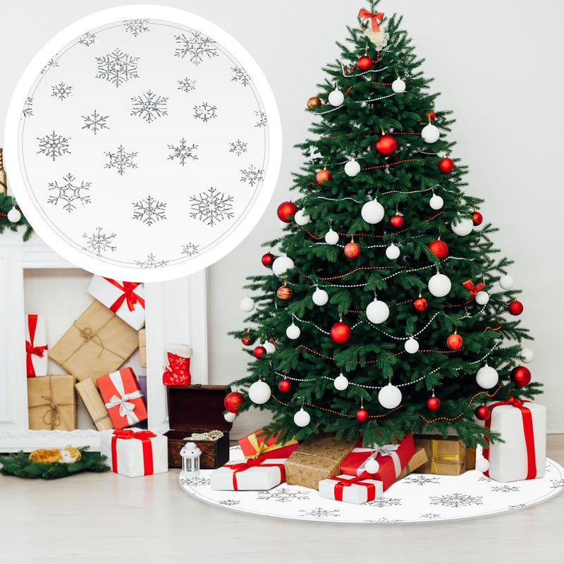 Christmas Tree Stand Mat Snowflake Bling 30 Inch Silicone Christmas Tree Floor Protection Mat Heavy Duty Waterproof Tree Stand Pad from Spills Scratches, Home Christmas Party Decor(Sliver)