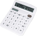 Cute White Desktop Calculator with Big Buttons, Dual Power Source, Solar and Battery, Large Display Screen - Perfect for Office, Teachers, and Students (White)