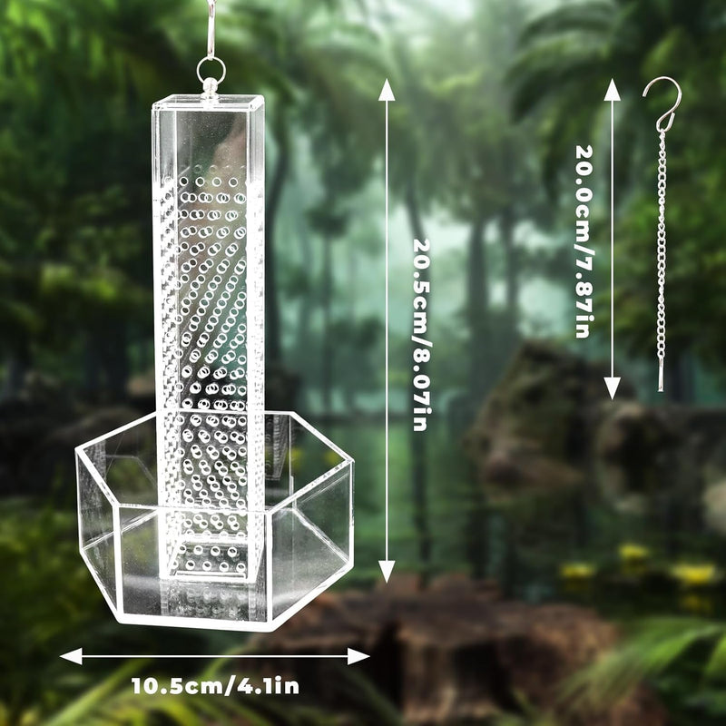 Chameleon Feeding Bowl, Hanging Transparent Acrylic Bearded Dragon Feeder with Column for Insects to Climb, Reptile Tank Aquarium Accessories for Lizard Lguana Gecko Toad Frog