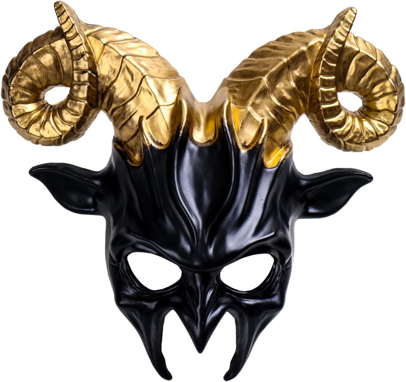 Black Ram Krampus Horns Masquerade Mask Halloween Costume for Adult