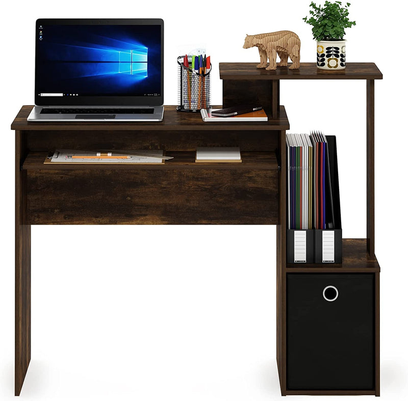 Furinno Econ Computer Writing Desk, Amber Pine/Black