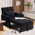 Umwandelbarer Schlafsofa-Sessel, 3-in-1, multifunktionale, klappbare Ottoman-Couch, Einzel-Ausziehbett mit verstellbarer Rückenlehne und Kissen für Wohnzimmer, Apartment, Büro, Schwarz