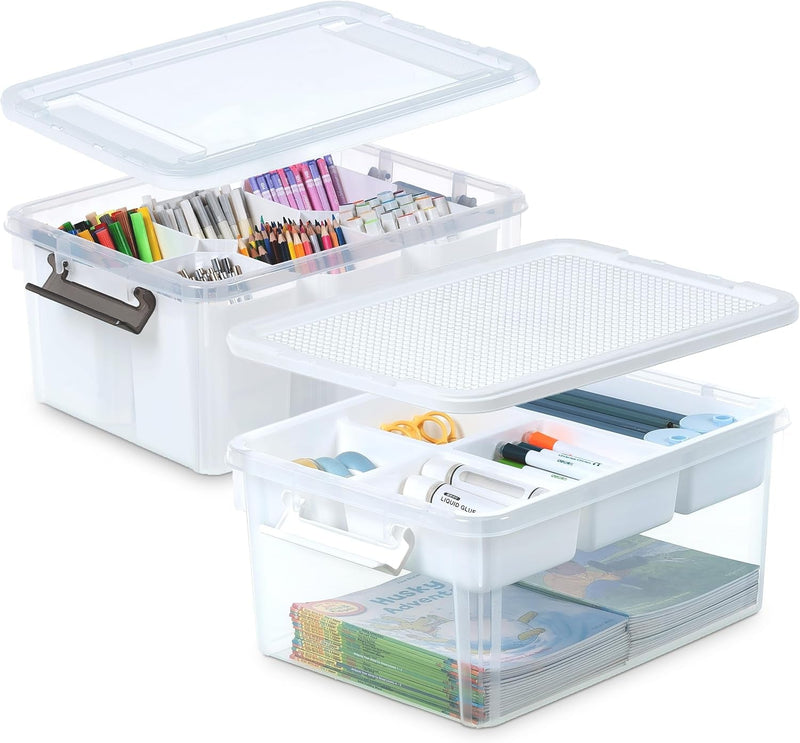 Citylife 17 QT Plastic Storage Bins Clear Storage Box with Lids Multipurpose Stackable Storage Containers for Organizing Tool, Craft, Crayon