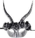 Coolwife Masquerade Mask Horns Punk Antique Flower Halloween Day of the Dead Party Venetian Costume Masks