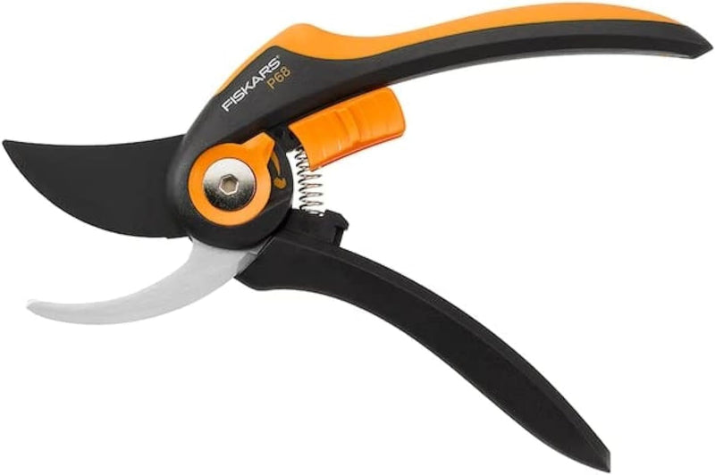 Fiskars Smartfit Pruner Bypass P68, Cutting Diameter Adjustable up to 5/8" Cut, Steel Blades with Non-Stick Coating/Fiberglass Reinforced Plastic Handles, Length:8 Inches, Black/Orange, 391171-4001