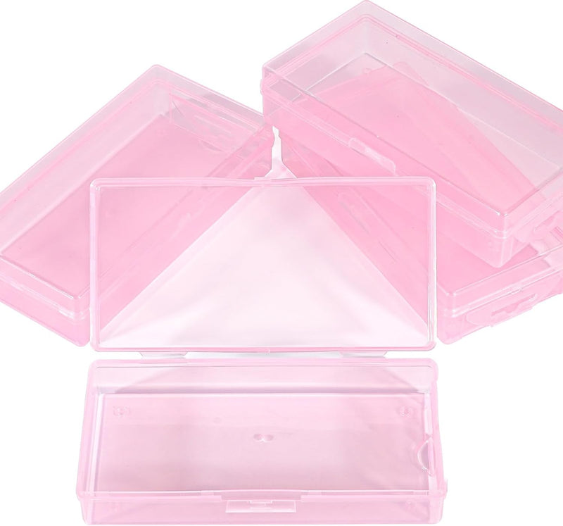 4 Pieces Plastic Storage Personal Box for Nail, Nail Implement Storage Box Organizer Case Manicure Tool Box for Nail Pedicure Supply Tools (Clear)