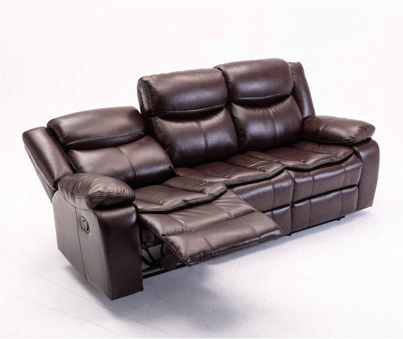 Familymill Breathable Leather Manual Reclining 3-Seat Sofa for Living Room