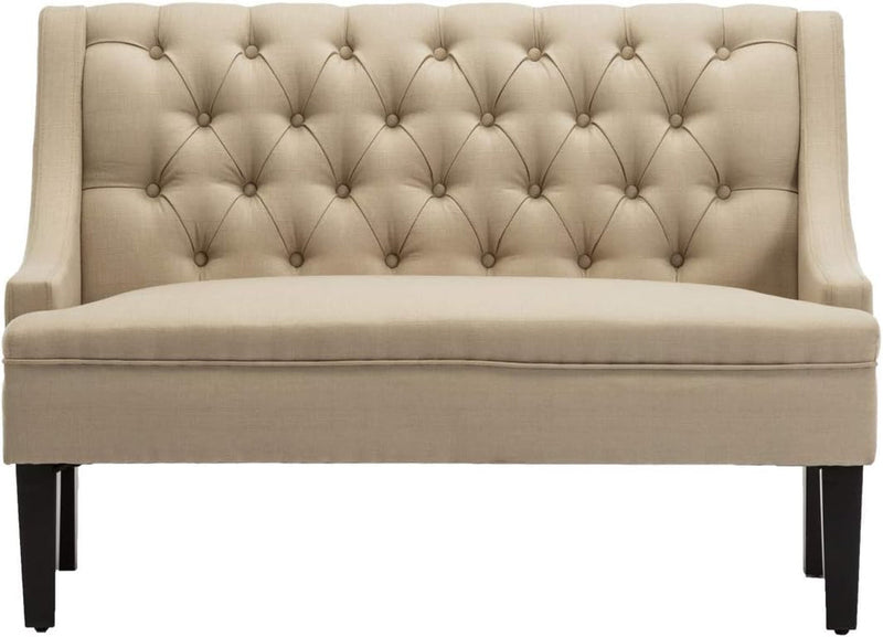 ANDEWORLD Modern Loveseat Settee Button Tufted Sofa Couch Upholstered Banquette Dining Bench Living Room Funiture (Khaki)