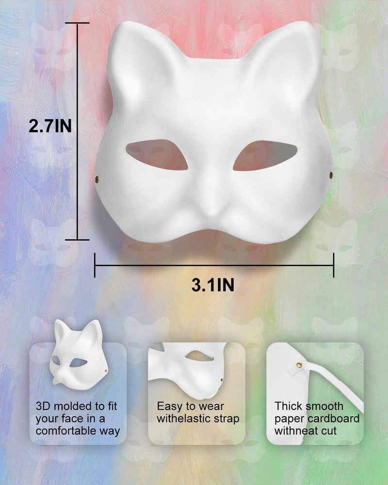 5/10Pcs Cat Therian Mask Kit with Fur and Eye Mesh - Blank DIY Halloween Animal Half Masks for Masquerade and Cosplay Parties