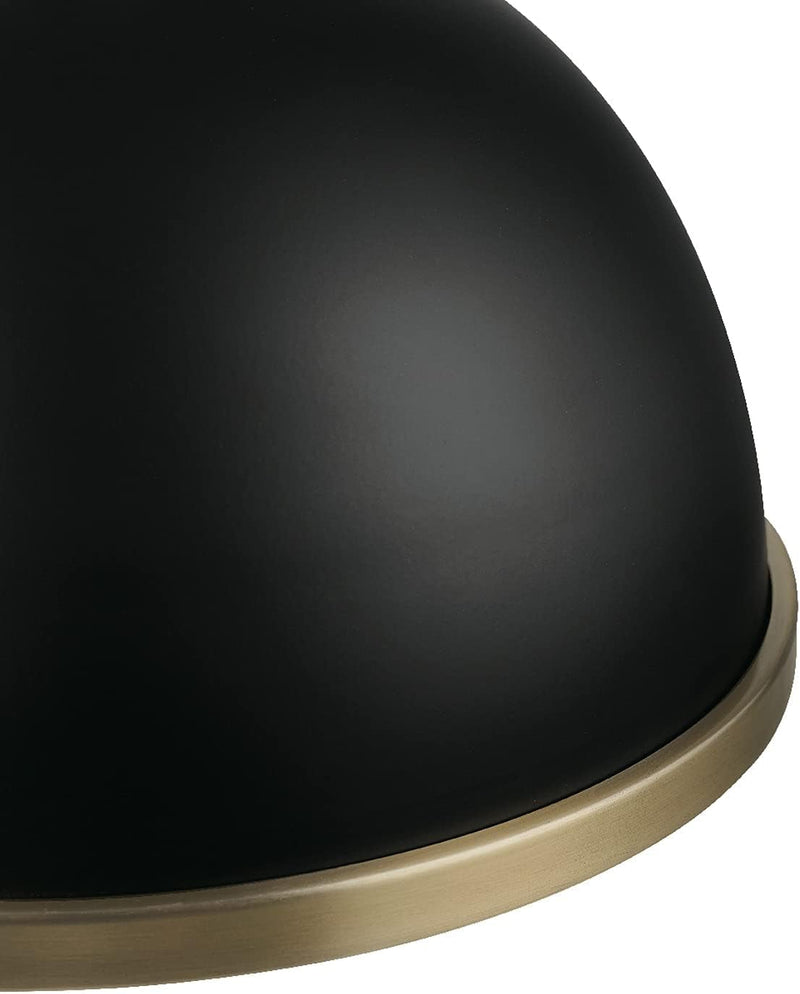 Globe Electric 60474 Beckett 1-Light Pendant, Matte Black, Matte Brass Accents