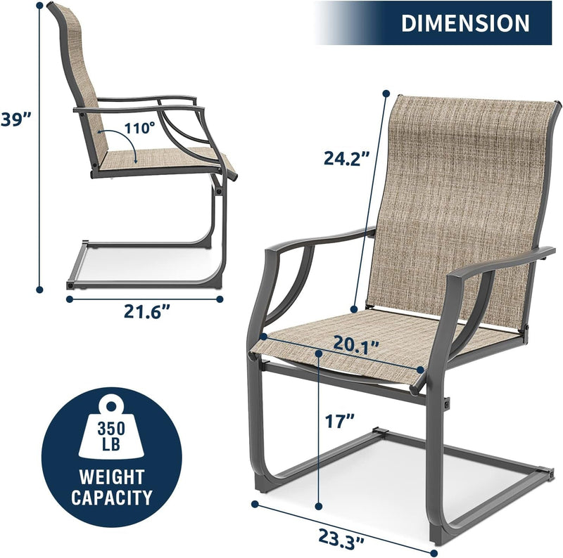 Amopatio Patio Chairs Set of 2, Outdoor Dining Chairs for All Weather, Breathable Garden Outdoor Furniture for Backyard Deck, Brown