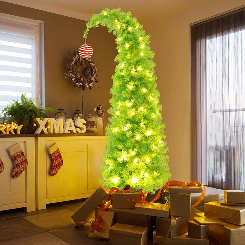 Bendable Christmas Tree 6Ft, Pencil Christmas Tree Skinny Artificial Christmas Tree Stand Whimsical Christmas Tree, Lime Green Christmas Tree Outdoor Christmas Trees Christmas Decorations