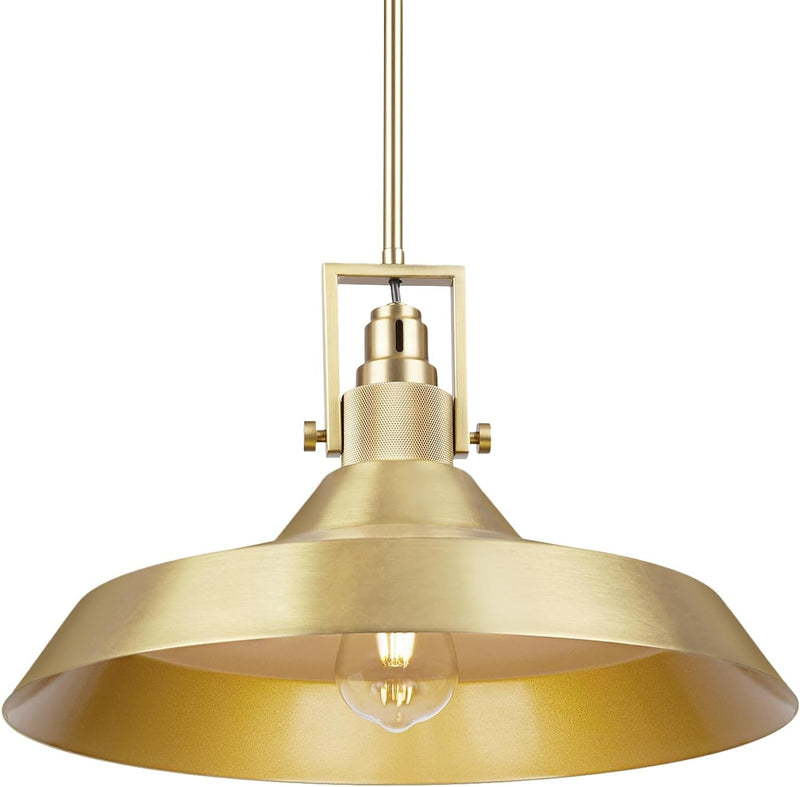 Darkaway 11.8Inch Industrial Pendant Light Fixtures Ceiling Hanging with Dome Metal Shade, Brass Gold Pendant Light for Kitchen Island Lighting Hanging Lamp Adjustable Height (2 Pack, Medium)