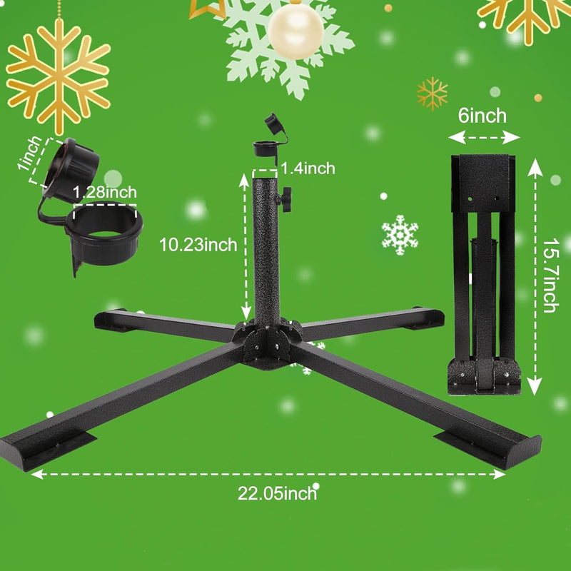 Big Size Folding Christmas Tree Stand for 3-10 Ft Artificial Trees Artificial Xmas Tree Base Replacement Xmas Base Fits 0.5-1.4 Inch Poles, Black