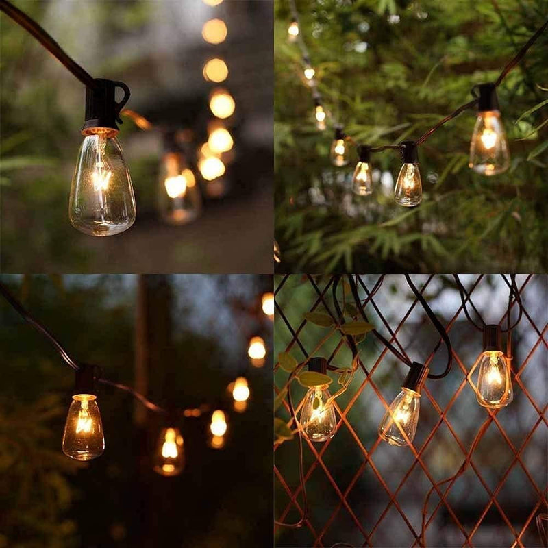 10Ft Outdoor String Lights,Black Edison String Lights with 11 Clear Edison Bulbs (1 Spare) UL Listed,Hanging Lights for outside Patio Wedding Garden Porch Backyard Party Deck Yard