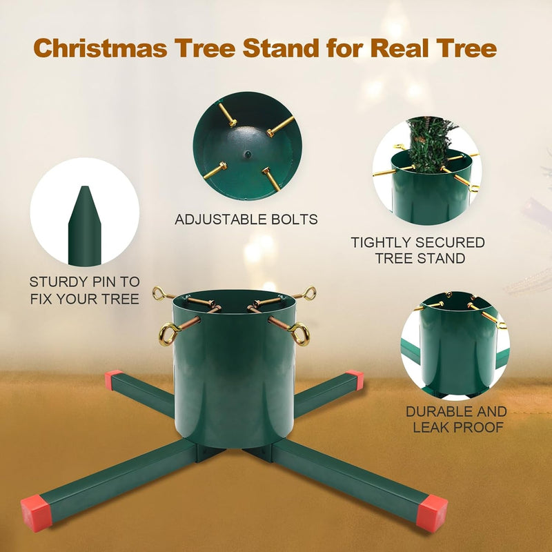 Christmas Tree Base Stand, Christmas Tree Stand, Christmas Tree Holder Stand for Real Tree, Large Christmas Tree Base up to 9Ft Real Trees for Xmas Tree Home Decoration