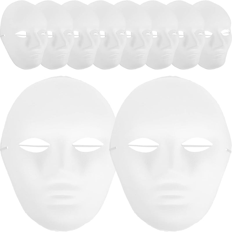 Amosfun 24Pcs DIY Mask Blank Painting Male Full Face Mask for Halloween Ghost Cosplay Masquerade Hip Hop Dance Party Favors