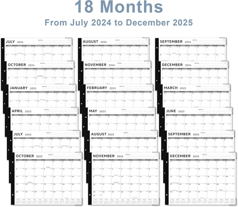 Desk Calendar 2024-2025 Large 22X17, 18 Months Run from July 2024 to December 2025, Desk Top Calendar with Notes for Home, Office and School