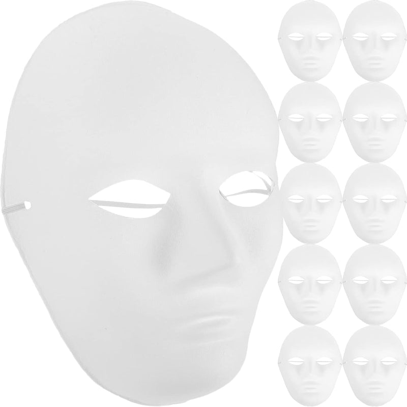 Amosfun 24Pcs DIY Mask Blank Painting Male Full Face Mask for Halloween Ghost Cosplay Masquerade Hip Hop Dance Party Favors