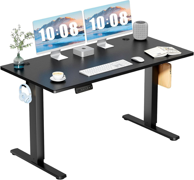 DUMOS Whole-Piece Desktop Board Electric Height, Ergonomic Adjustable Memory Preset, Computer Stand up Desk for Home Office, Black