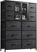 Enhomee Dresser for Bedroom with Mesh Door Tall Dressers & Chests of Drawers with 10 Fabric Drawer Morden Dresser Organizer,Metal Frame,Wood Top,For Closet,Entryway,Rustic Brown 38" Wx11.81 Dx48.1 H