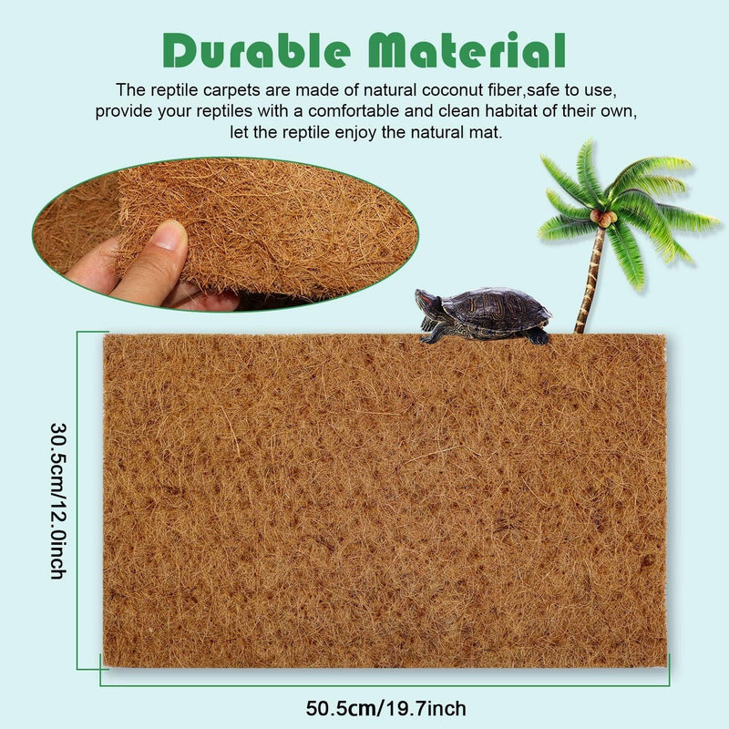 BWOGUE Reptile Carpet Natural Coconut Fiber Tortoise Lizard Mat,3 Pack Pet Terrarium Liner for Lizard Snakes Chamelon Geckos Turtle Bedding Mat Reptile Supplies