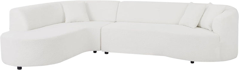 120.07'' Modern Sofa Curved Sofa & Couch for Living Room L-Shape Couch Luxury Sectional Sofa Oversized Minimalist Style Comfy Couch Sleeper Apartment Reception Space Left Chaise White