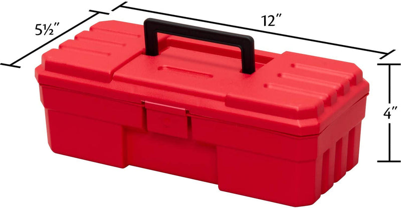 Akro-Mils 12-Inch Probox Plastic Toolbox for Tools, Hobby or Craft Storage Toolbox, Model 09912, (12-Inch X 5-1/2-Inch X 4-Inch), Red