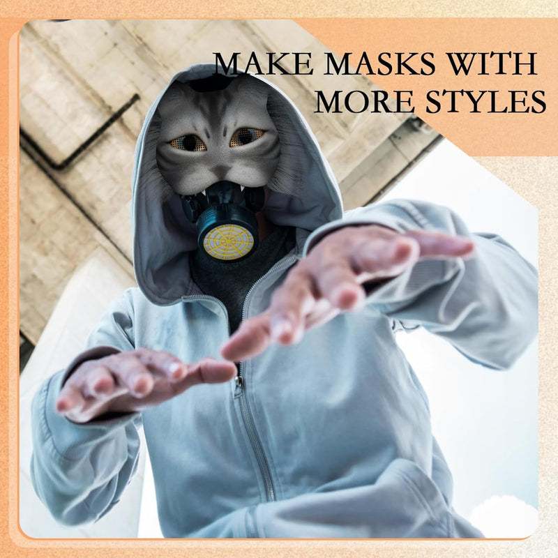 DIY Therian Mask Kit Blank Cat Mask with Felt Fabric Sheet Plush Faux Fur Eye Mesh for Therian Gear Therian Stuff